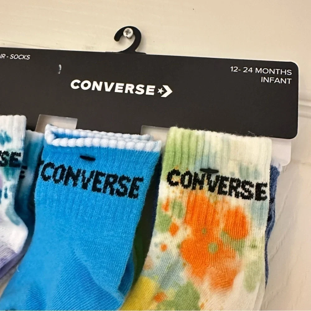 NWT Converse Tie Dye Newborn Crew Socks Pack of Six